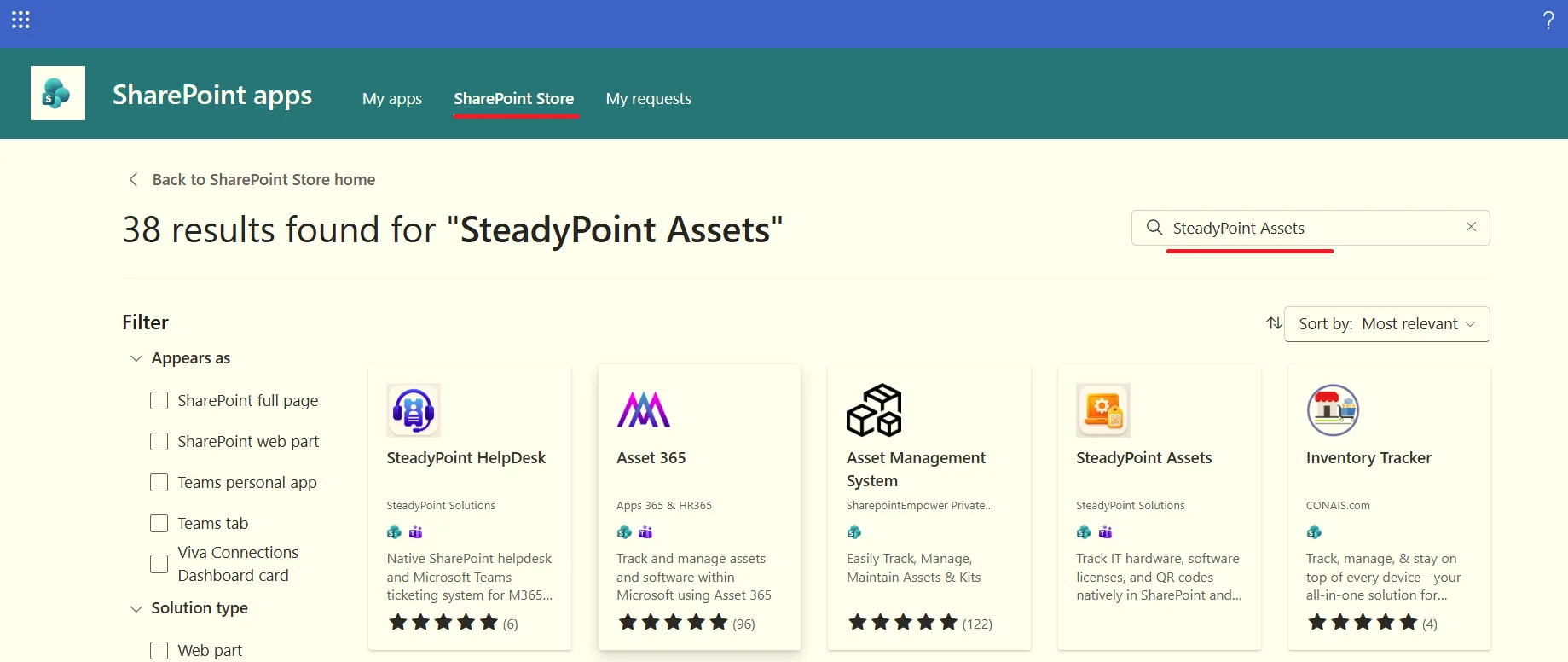 SharePoint Store search results for SteadyPoint Assets Management