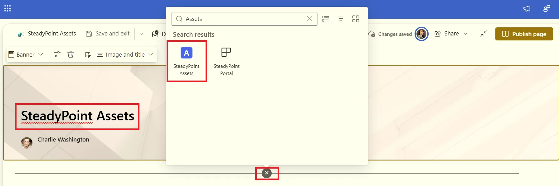 New SharePoint site page with add web part control