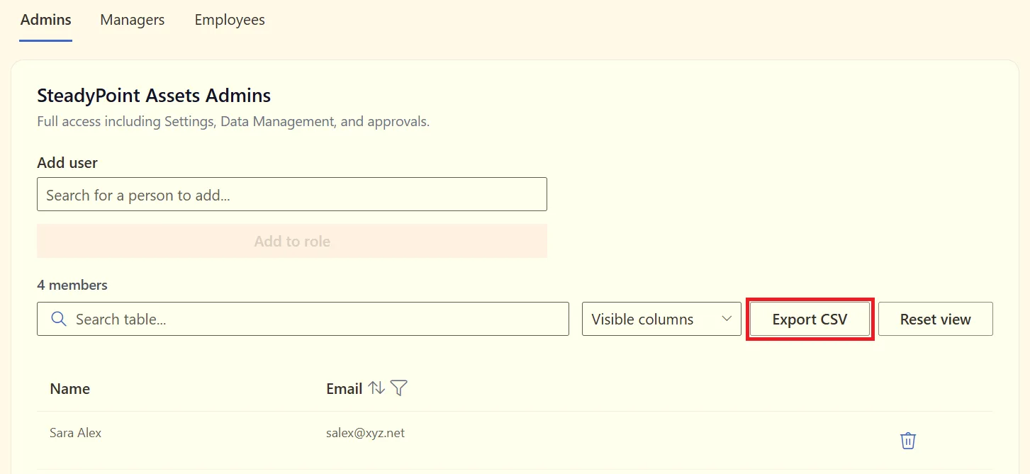 Export users assigned to a role as CSV