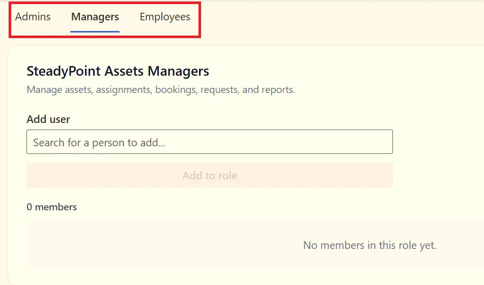 Choose Admin, Manager, or Employee role