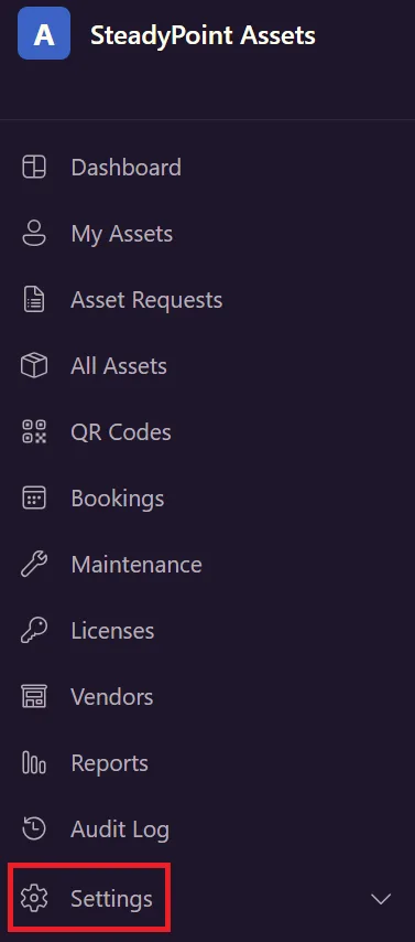 Open Settings in SteadyPoint Assets
