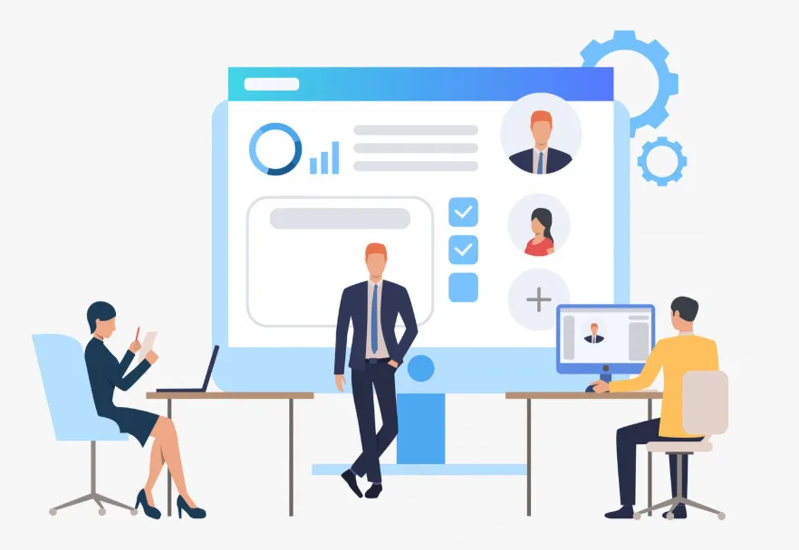 Illustration of HR software helping a small business manage employee processes