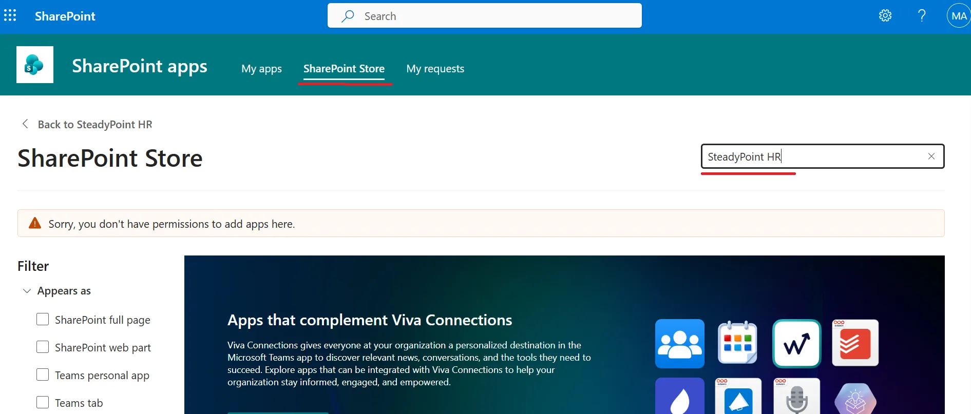 SharePoint Store search results for SteadyPoint HR