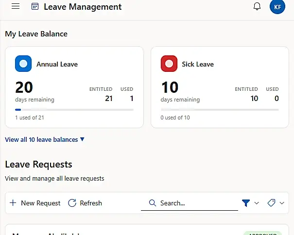 SteadyPoint HR app leave management dashboard