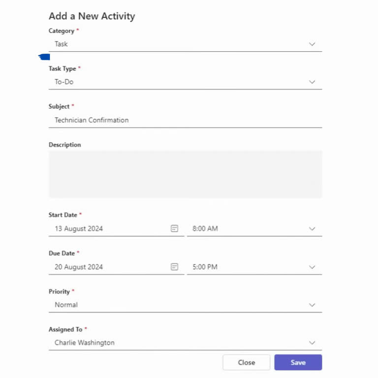SteadyPoint Helpdesk screen showing to do task.
