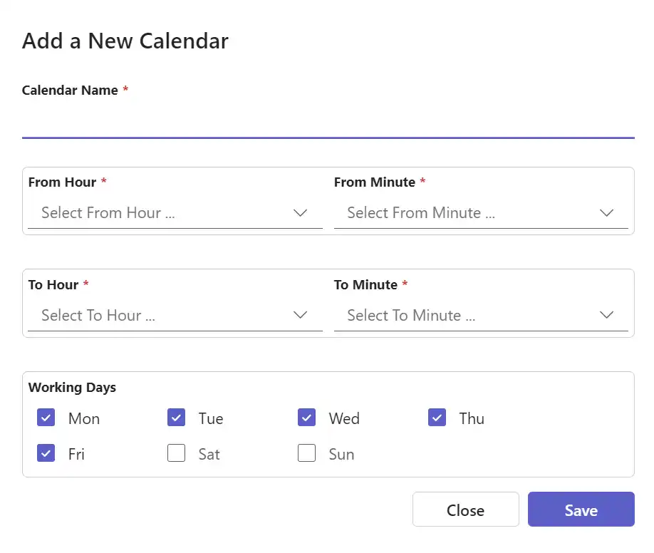 SteadyPoint Helpdesk screen showing add a calendar.