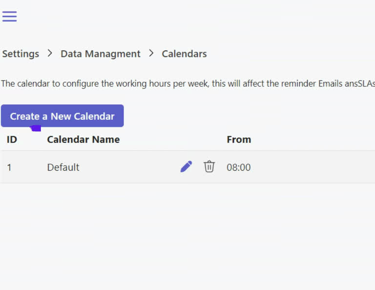 SteadyPoint Helpdesk screen showing edit calendar1.