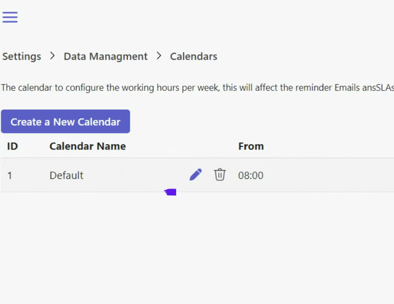 SteadyPoint Helpdesk screen showing edit calendar1.