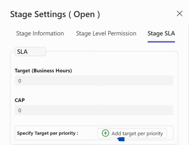 Animation showing default target and CAP values for stage escalation.