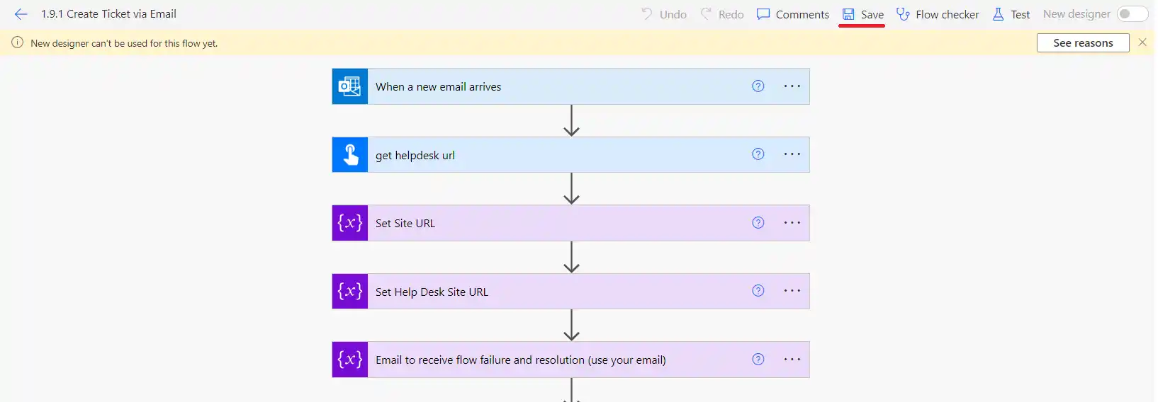 SteadyPoint Helpdesk screen showing steps to configure ticket creation via email in steadypoint sharepoint helpdesk.