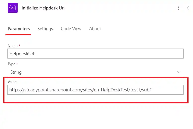 SteadyPoint Helpdesk screen showing steps to configure ticket creation via email in steadypoint sharepoint helpdesk.