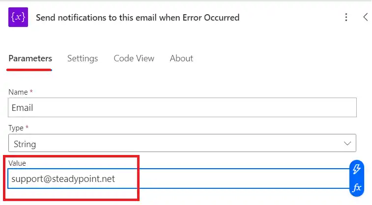 SteadyPoint Helpdesk screen showing steps to configure ticket creation via email in steadypoint sharepoint helpdesk.