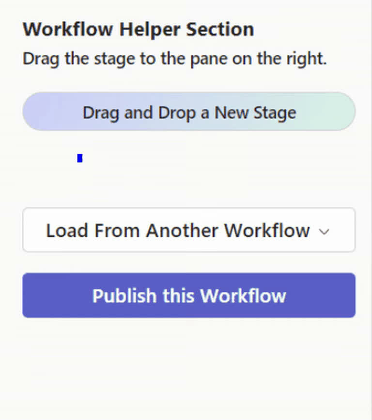 Animation showing how to add a new workflow stage.