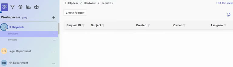 SteadyPoint Helpdesk screen showing custom department views in steadypoint sharepoint helpdesk app.