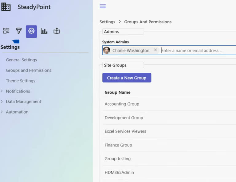 SteadyPoint Helpdesk screen showing system admin settings.