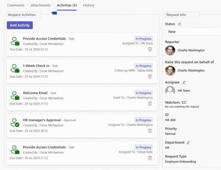 SteadyPoint Helpdesk screen showing comments.