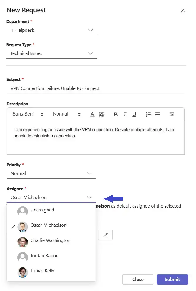 SteadyPoint Helpdesk screen showing private workspace.