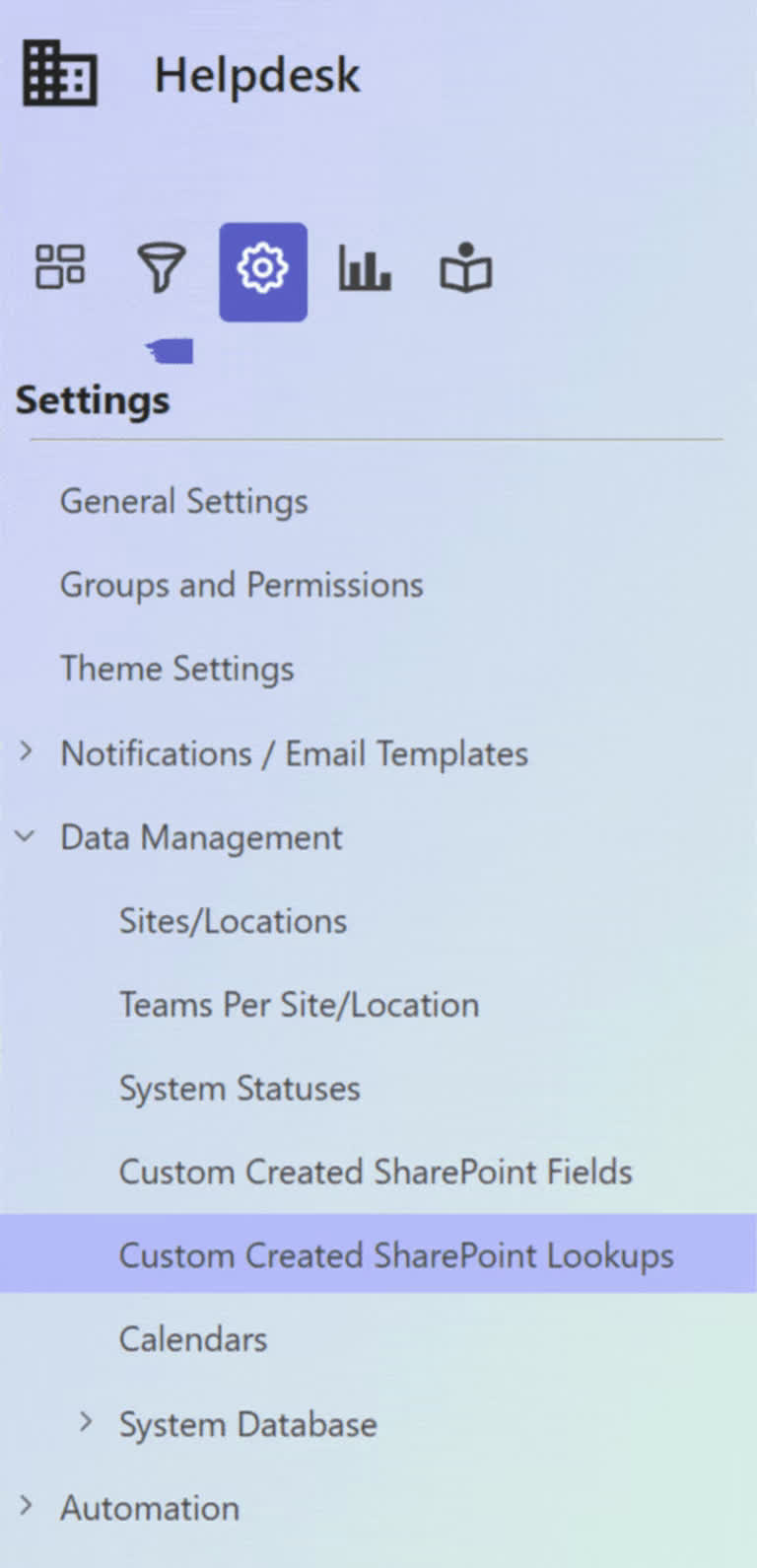SteadyPoint Helpdesk screen showing how to add a lookup row in steadypoint office 365 helpdesk.