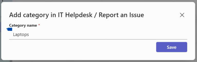 SteadyPoint Helpdesk screen showing category name.