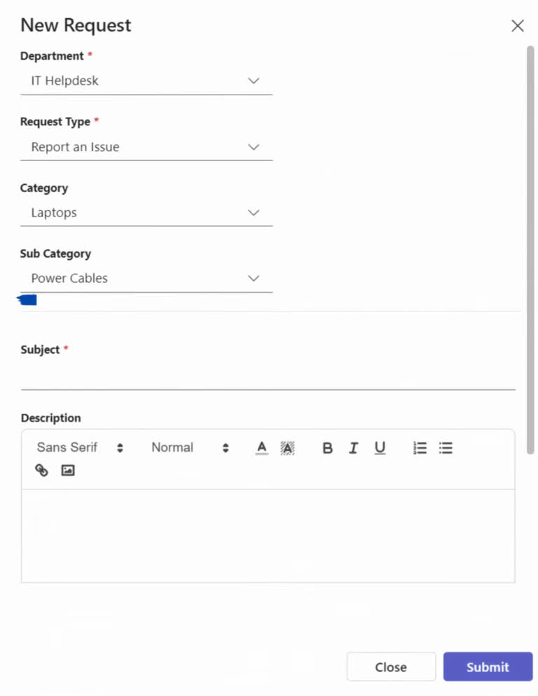 SteadyPoint Helpdesk screen showing creating subcategories in steadypoint office 365 ticketing system.