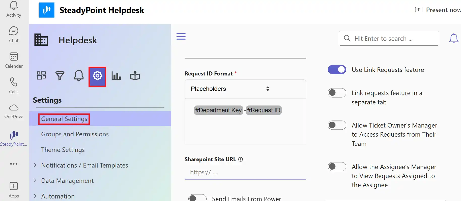 SteadyPoint Helpdesk screen showing how to integrate steadypoint sharepoint helpdesk with microsoft teams.