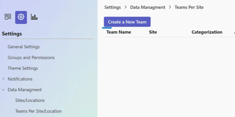 SteadyPoint Helpdesk screen showing create a team.