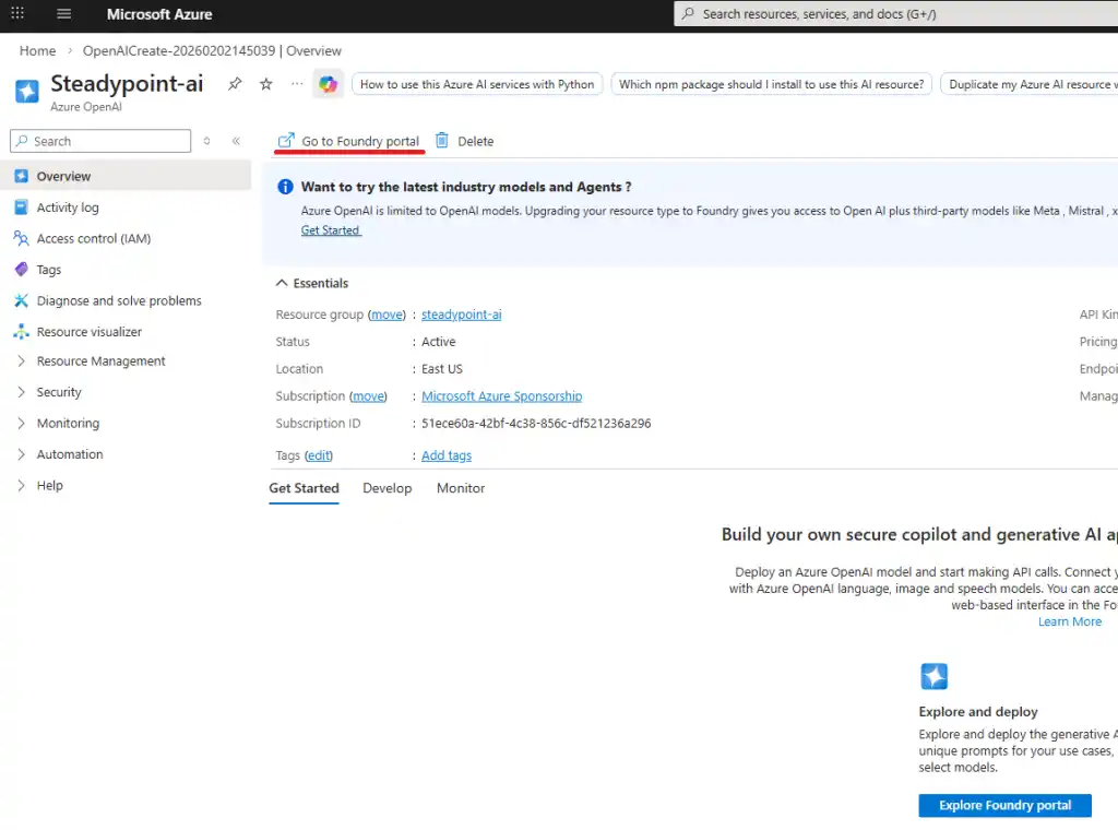 SteadyPoint Helpdesk screen showing how to configure ai integration in steadypoint helpdesk.