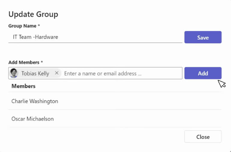SteadyPoint Helpdesk screen showing create a sharepoint group.