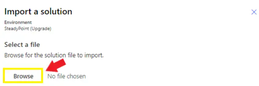 Browse option for solution file upload