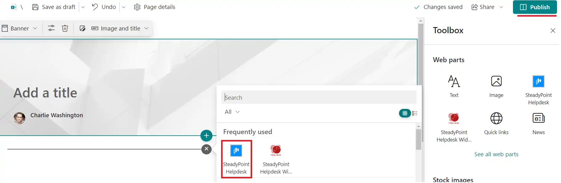 SteadyPoint Helpdesk screen showing how to install steadypoint helpdesk from sharepoint admin center.
