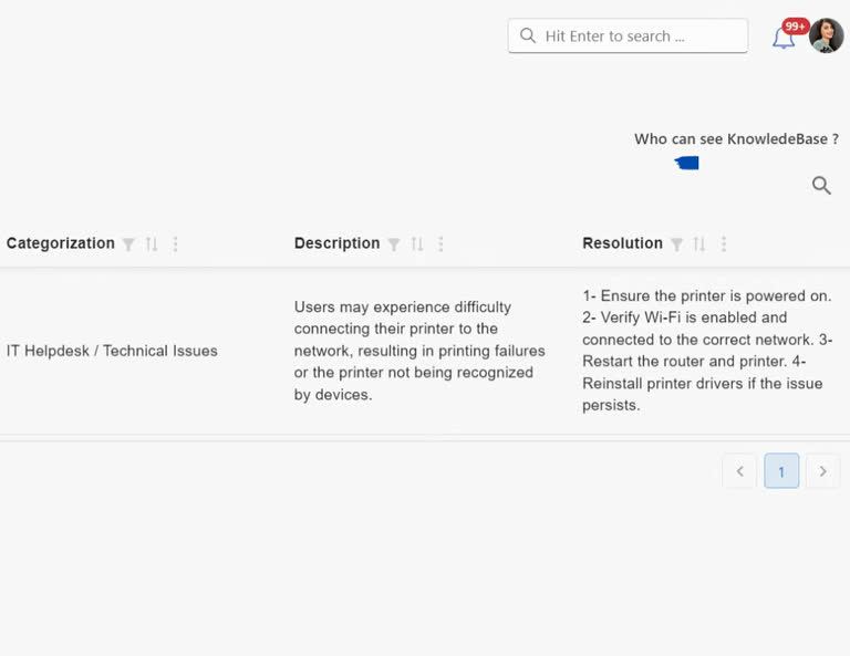 SteadyPoint Helpdesk screen showing add to knowledge base.