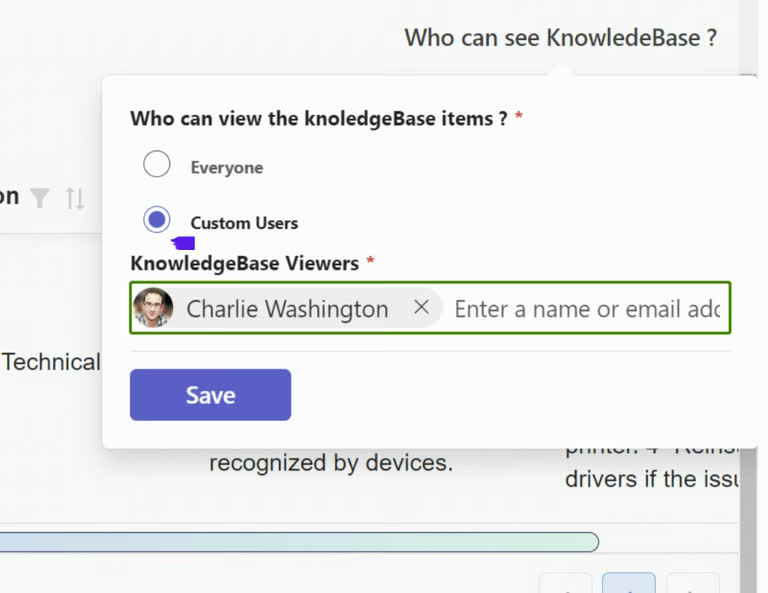 SteadyPoint Helpdesk screen showing custom users.