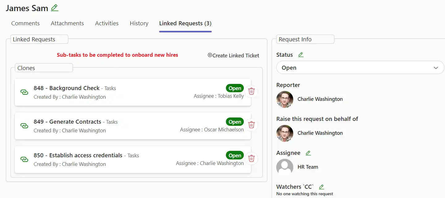 SteadyPoint Helpdesk screen showing clone link relationships.