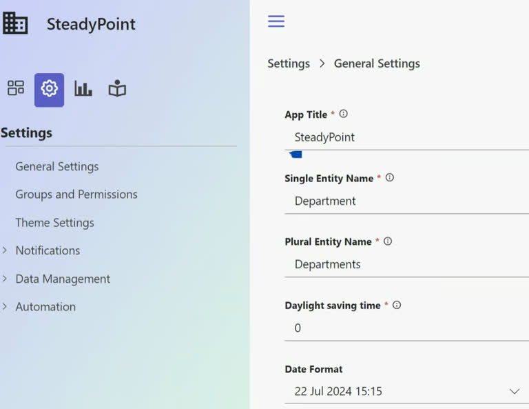 SteadyPoint Helpdesk screen showing app title.