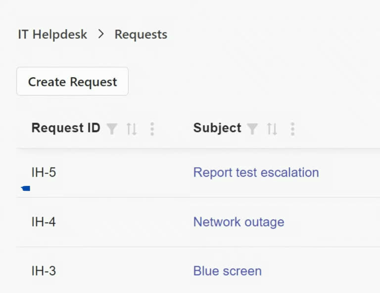 SteadyPoint Helpdesk screen showing request id.