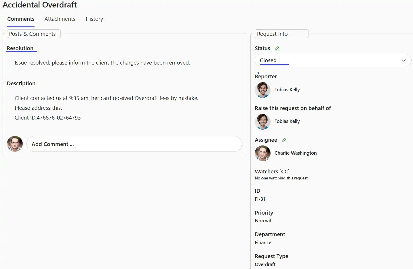 SteadyPoint Helpdesk screen showing solved ticket.