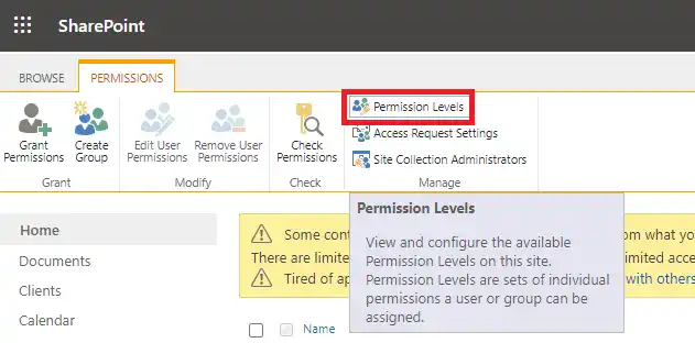 SteadyPoint Helpdesk screen showing permission levels page.