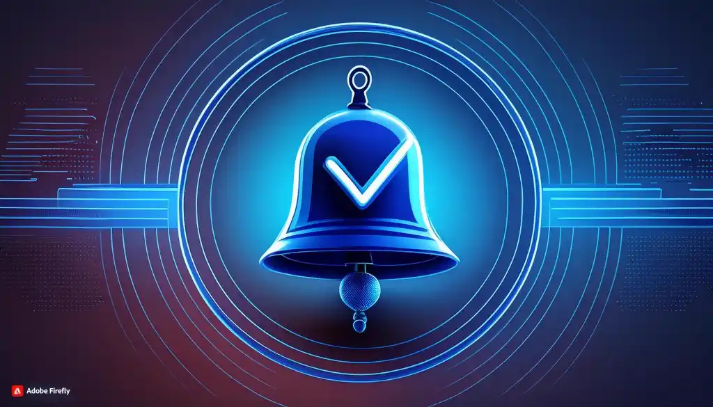 SteadyPoint Helpdesk screen showing firefly a bell icon with a checkmark or an exclamation mark in blue theme.