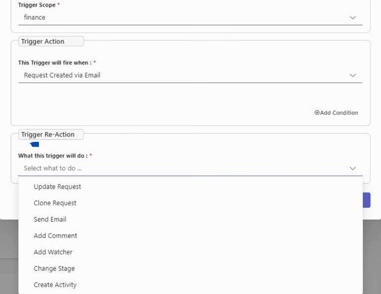 SteadyPoint Helpdesk screen showing trigger reaction.