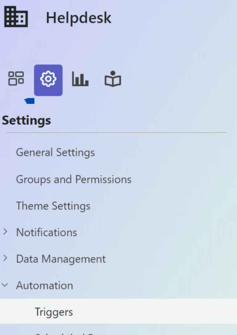 SteadyPoint Helpdesk screen showing triggers.