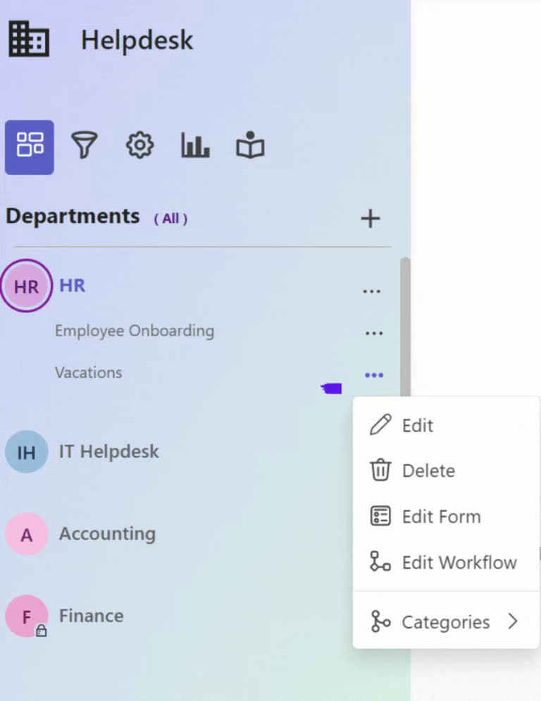 SteadyPoint Helpdesk screen showing configuring ticket custom fields in steadypoint sharepoint helpdesk.