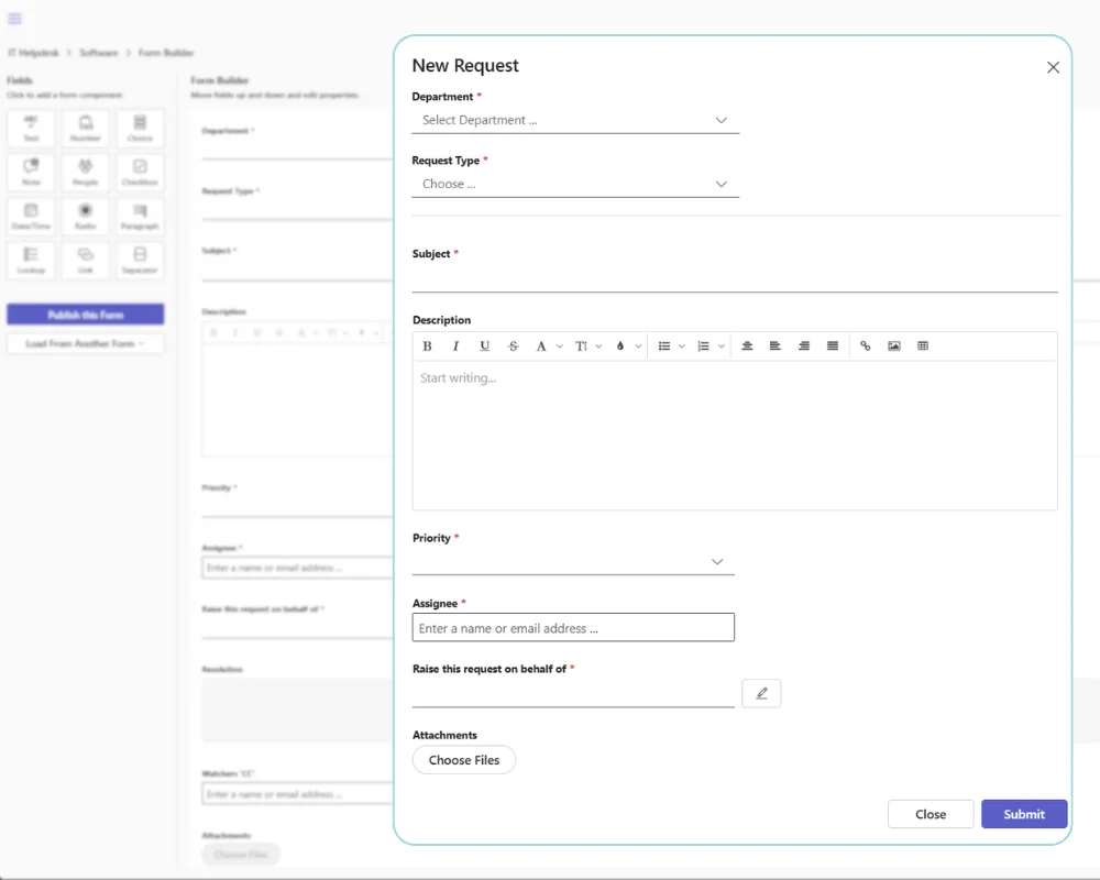 Default SharePoint helpdesk form