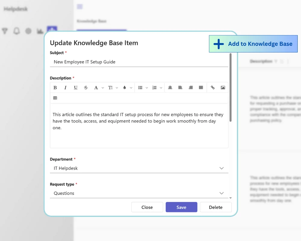 Knowledge base in SharePoint helpdesk
