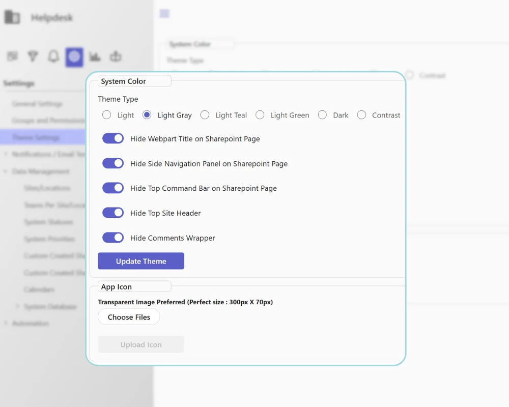 Custom branded helpdesk interface