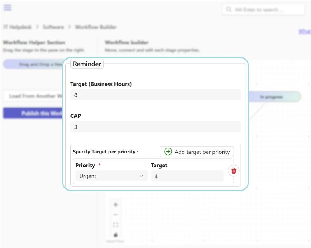 Automatic reminders in helpdesk workflow